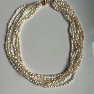 Vintage Freshwater Rice Pearl Necklace 18in